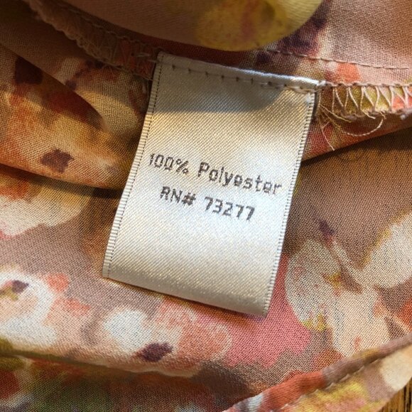 LC Lauren Conrad Abstract Floral Tie Neck Tuxedo Sheer Popover Blouse Size XS - Picture 6 of 6